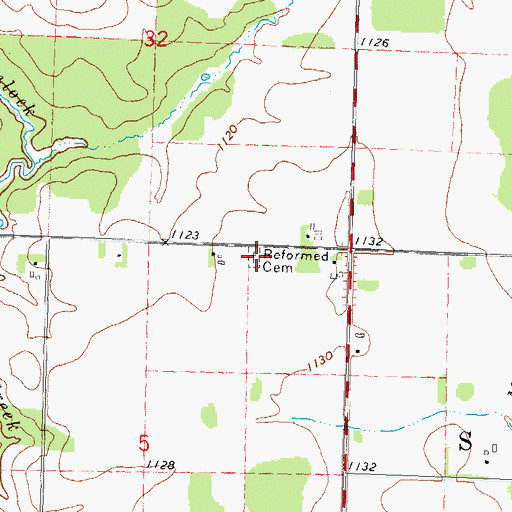 Topographic Map of Reformed Cemetery, WI