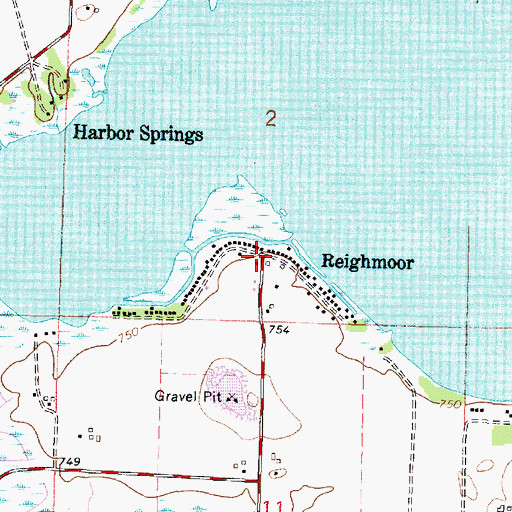 Topographic Map of Reighmoor, WI
