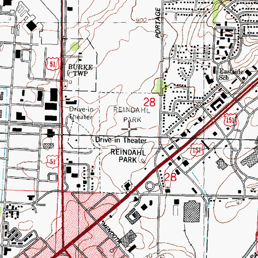 Topographic Map of Reindahl Park, WI