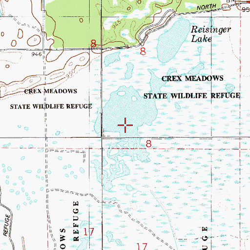 Topographic Map of Reisinger Lake, WI