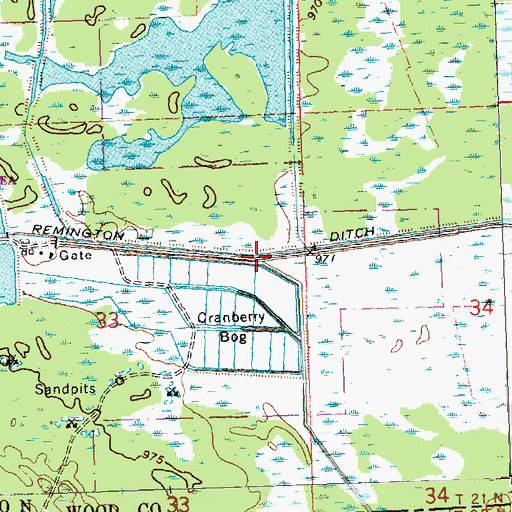 Topographic Map of Remington Ditch, WI
