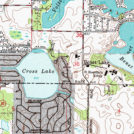 Topographic Map of Benet Lake, WI