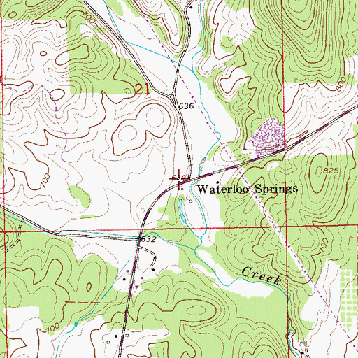 Topographic Map of Waterloo Springs, AL
