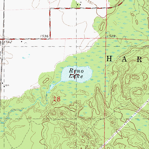 Topographic Map of Reno Lake, WI