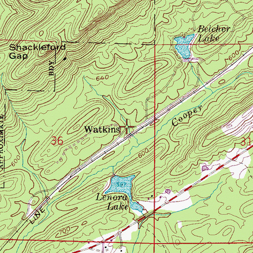 Topographic Map of Watkins, AL