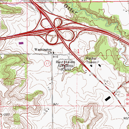 Topographic Map of Rest Haven Gardens, WI