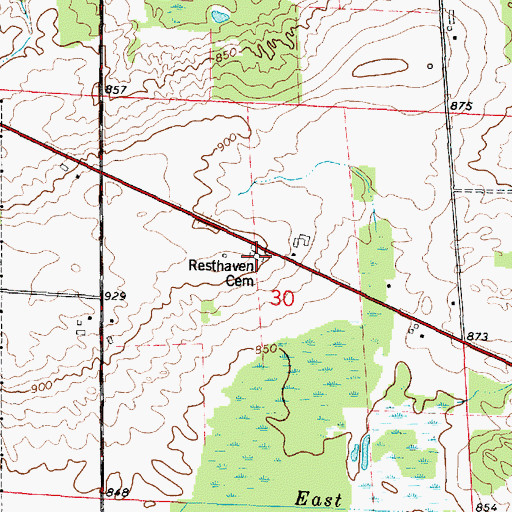 Topographic Map of Resthaven Cemetery, WI