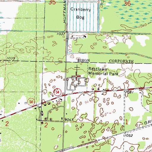 Topographic Map of Restlawn Memorial Park, WI