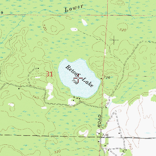 Topographic Map of Retcof Lake, WI