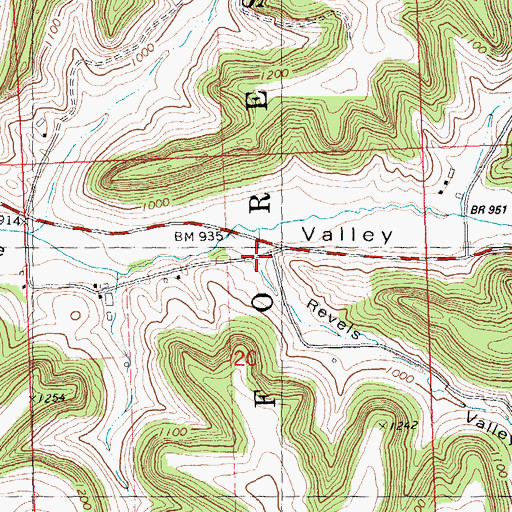 Topographic Map of Revels Valley, WI