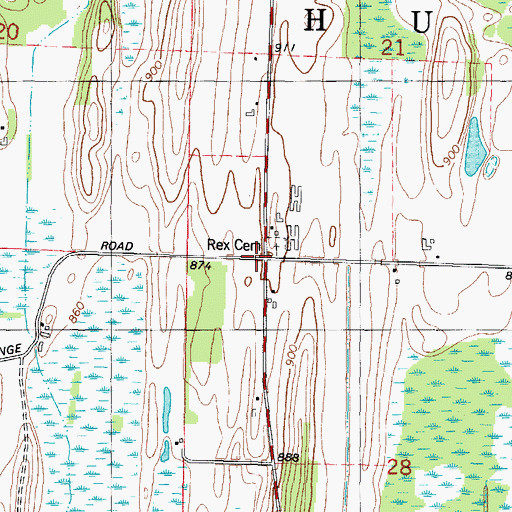 Topographic Map of Rex School (historical), WI