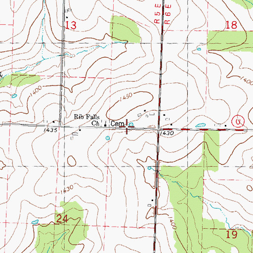 Topographic Map of Rib Falls Church, WI
