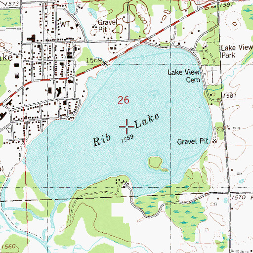 Topographic Map of Rib Lake, WI
