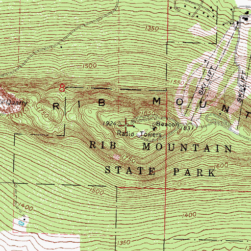 Topographic Map of Rib Mountain, WI