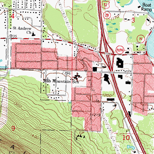 Topographic Map of Rib Mountain Elementary School, WI