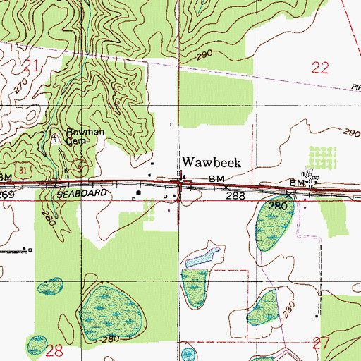 Topographic Map of Wawbeek, AL