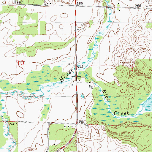 Topographic Map of Rice Creek, WI