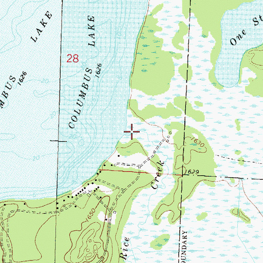 Topographic Map of Rice Creek, WI