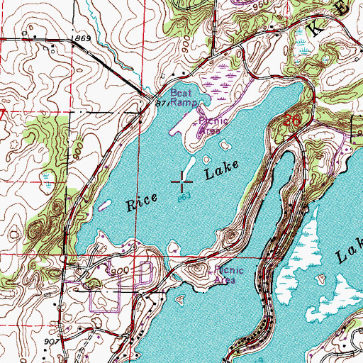 Topographic Map of Rice Lake, WI