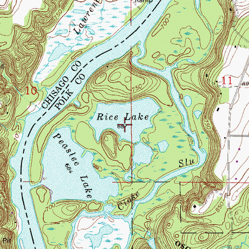 Topographic Map of Rice Lake, WI