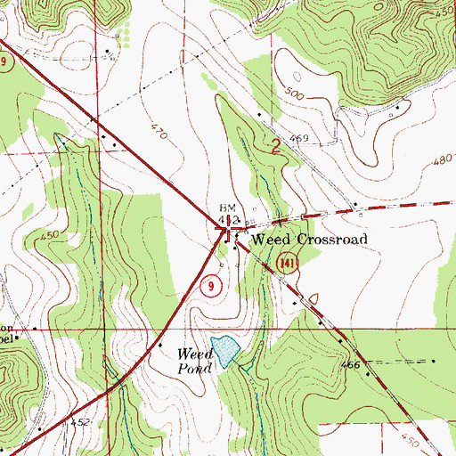 Topographic Map of Weed Crossroad, AL