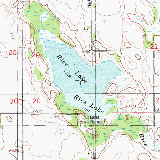 Topographic Map of Rice Lake, WI
