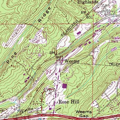 Topographic Map of Weems, AL