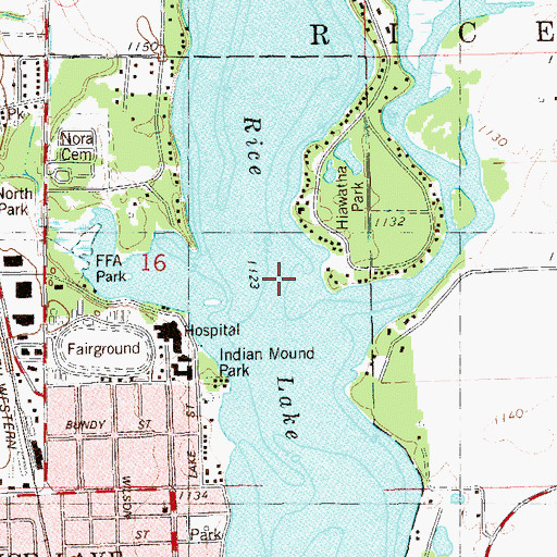 Topographic Map of Rice Lake, WI