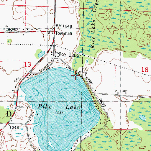 Topographic Map of Rice Lake Creek, WI