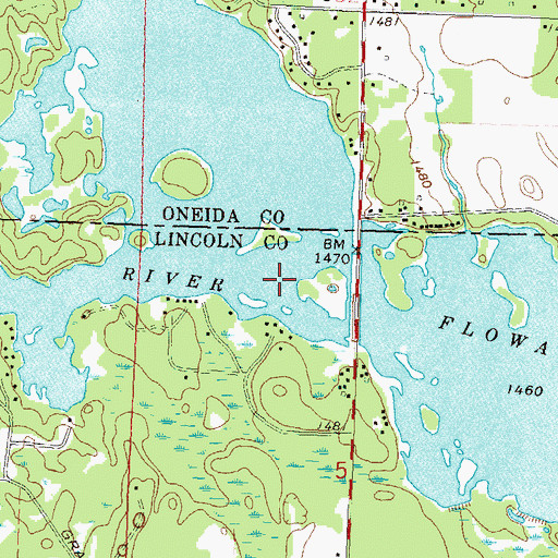 Topographic Map of Rice River Flowage, WI