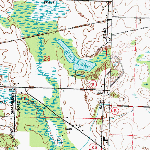 Topographic Map of Rich Lake, WI