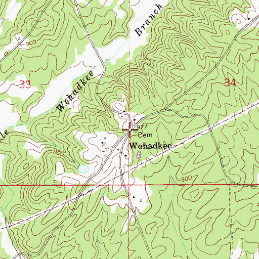 Topographic Map of Wehadkee, AL