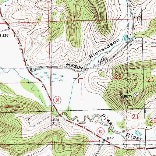 Topographic Map of Richardson Hollow, WI