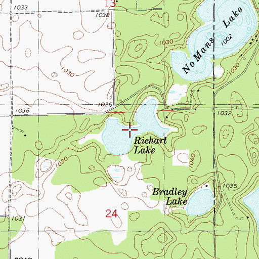 Topographic Map of Richart Lake, WI