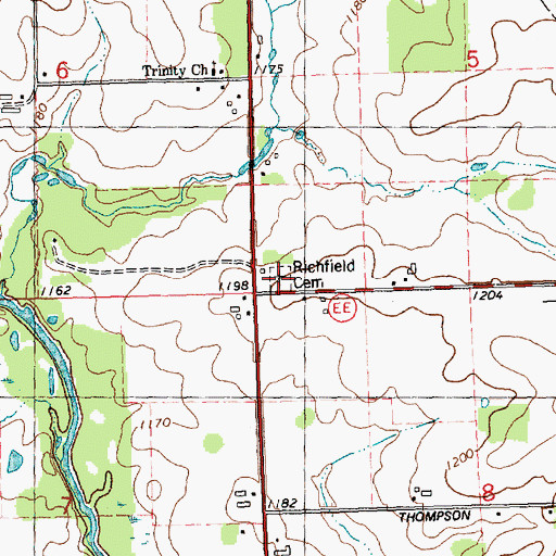 Topographic Map of Richfield Cemetery, WI