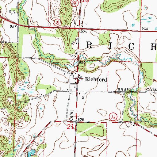Topographic Map of Richford, WI