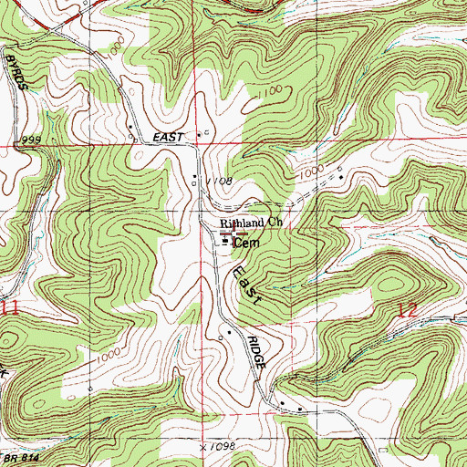 Topographic Map of Richland Church, WI