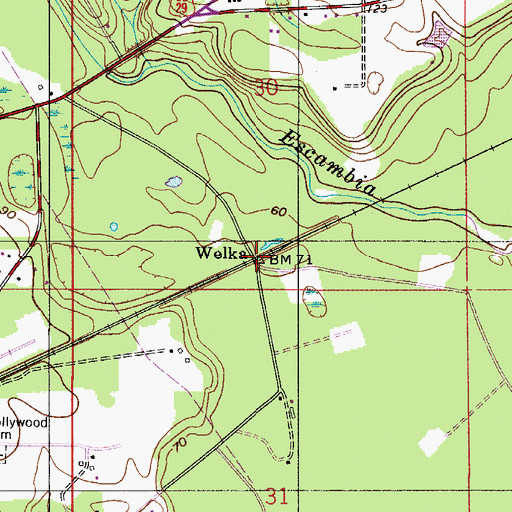 Topographic Map of Welka, AL