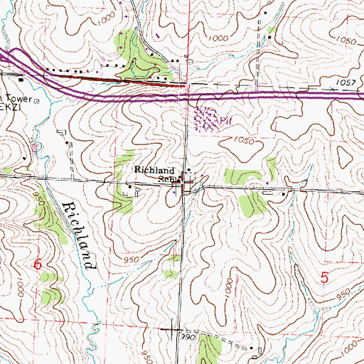 Topographic Map of Richland School, WI