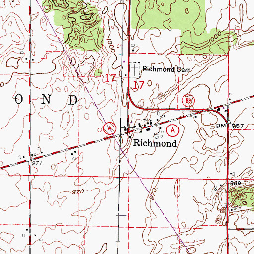 Topographic Map of Richmond, WI