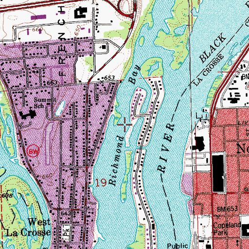 Topographic Map of Richmond Bay, WI
