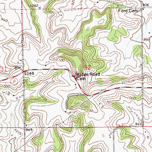 Topographic Map of Ridge Road Cemetery, WI