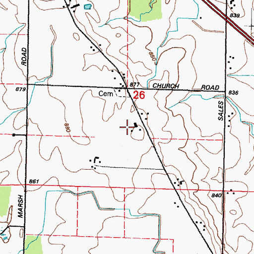 Topographic Map of Ridge Road School, WI