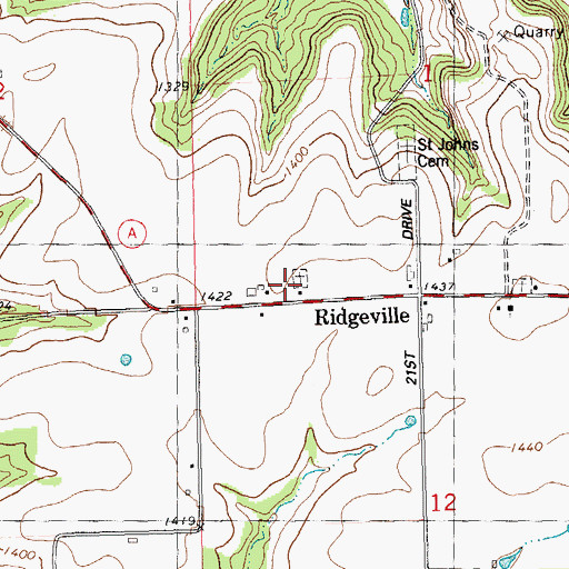 Topographic Map of Ridgeville School, WI