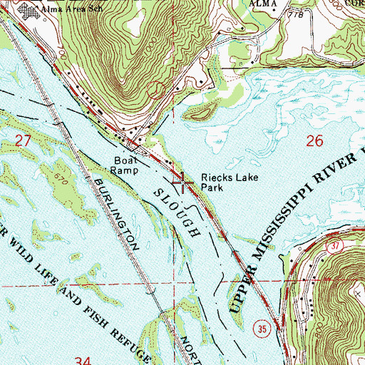 Topographic Map of Riecks Lake Park, WI