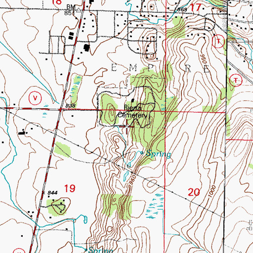 Topographic Map of Rienzi Cemetery, WI