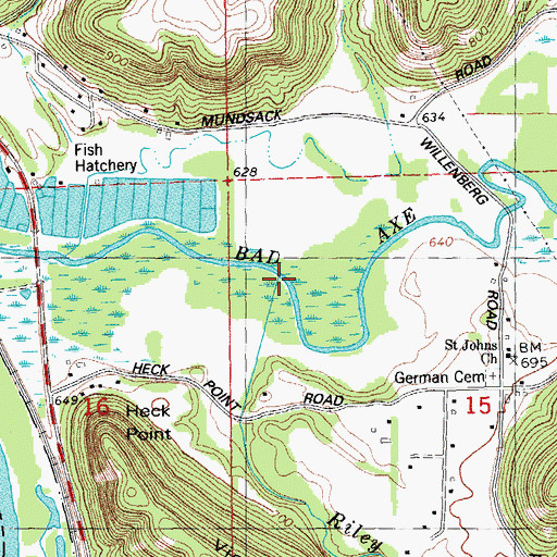 Topographic Map of Riley Creek, WI