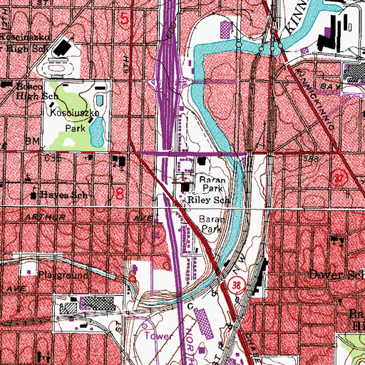 Topographic Map of Riley Elementary School, WI