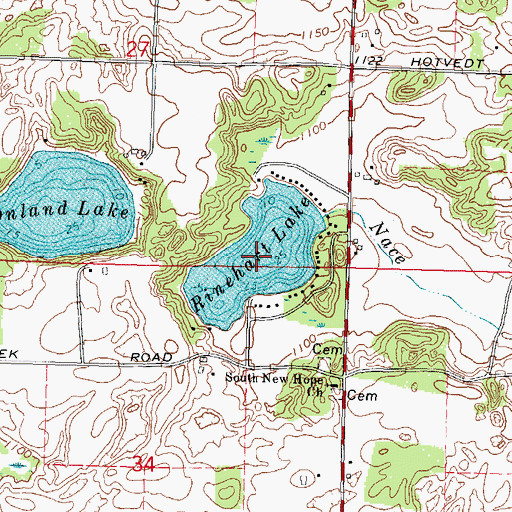 Topographic Map of Rinehart Lake, WI