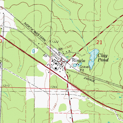 Topographic Map of Ringle, WI